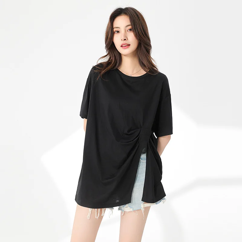 T-Shirt à manches courtes pour femmes, col rond, Slim, décontracté, couleur unie, marque de luxe, vêtements populaires coréens, nouvelle collection été 2025