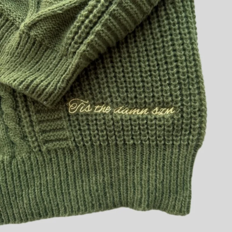 Season Knitted Cardigan Women Seven-pointed Star Embroidery Green Sweater Female Holiday Soft Long Sleeve Cardigans Fashion Tops view 5