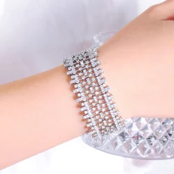 CWWZircons High End Genuine 5A Top African Dubai Cubic Zirconia Stones Female Big Bracelet Bangle for Brides Wedding Party CB323