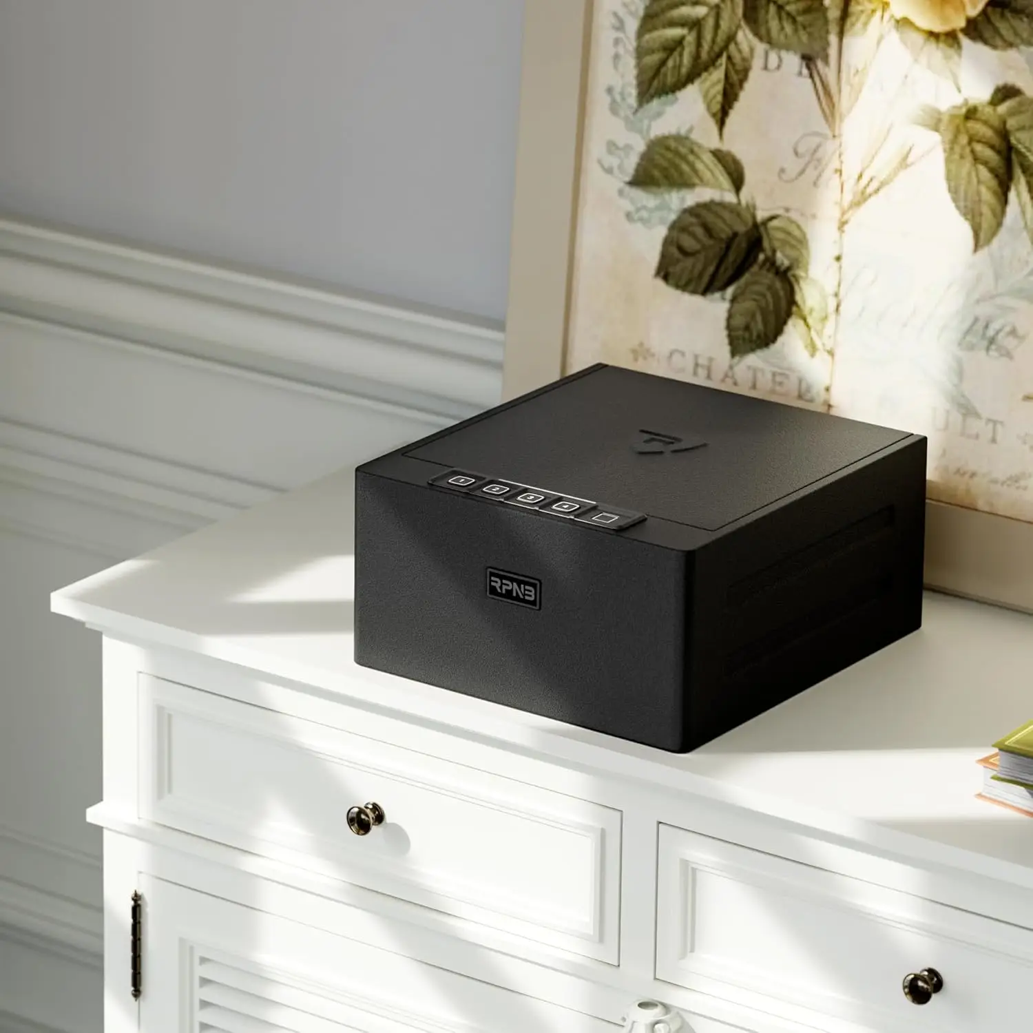 Gun Safe, Biometric Gun Safe for Handgun, 4 Pistols High Capacity Handgun Safe with Digital Keypad, Biometric Fingerprint