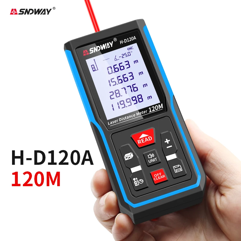 SNDWAY Laser Rangefinder 120m 100m 70m 50m Laser Distance Meter Electronic Roulette Digital Rang Finder Trena Tape Lazer Measure