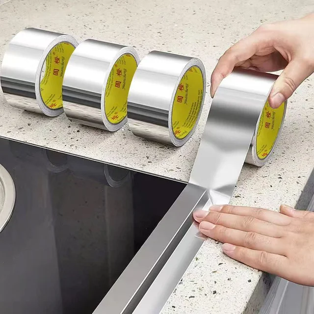High Temperature Resistance Aluminum Foil Tape Kitchen Pipe Repair Tape Adhesive Sealing Foil Heat Insulation Leak Proof Tape 6