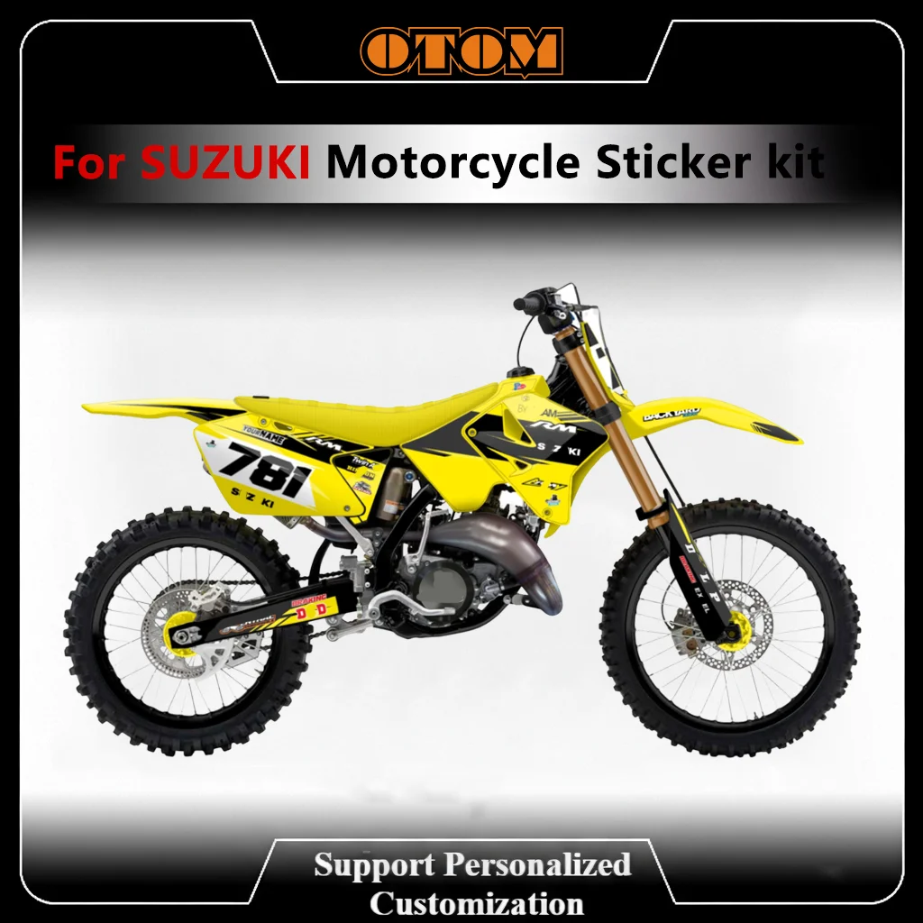 Customize Motorcycle Graphic Background Decals For SUZUKI RM125 RM250 2001-2012 Holographic Glossy Full Stickers Kit