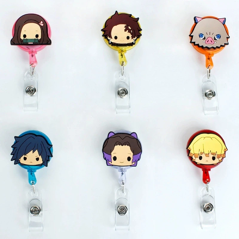 Cute Cartoon Anime ID Card Holder Scalable Toggle Clip Employee Card Doctor Nurse Chest Card Student Bus Card Holder