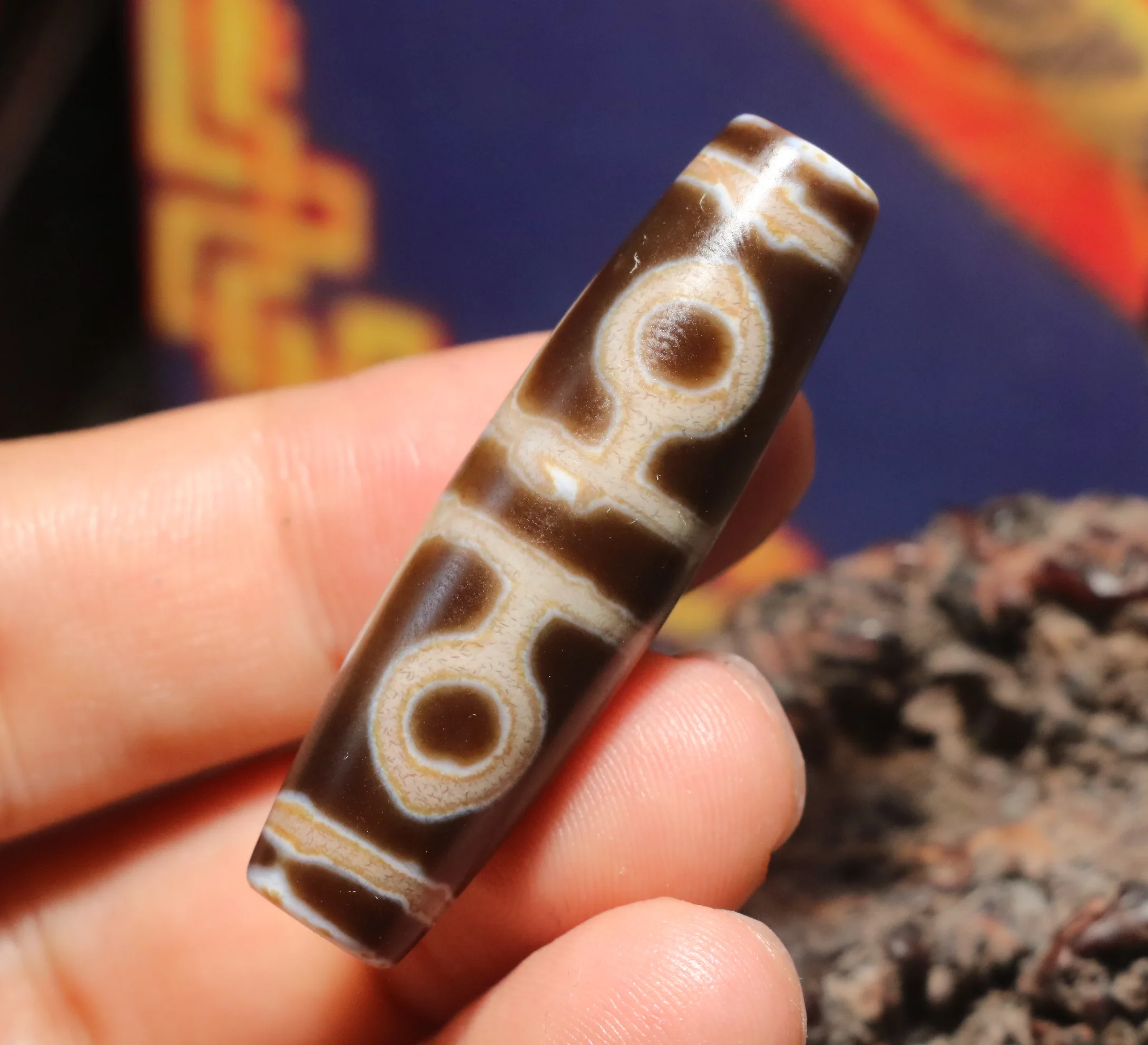 

AL Ultra Energy Tibetan Old Agate 4 Bodhi Tree Leaf Tiger Tooth Fortune dZi Bead Pendant Amulet Big Treasure Timestown UPD21Asw