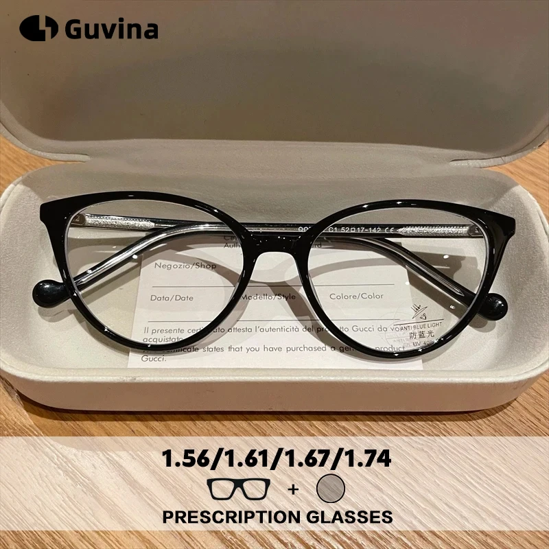 

Guvina Anti Blue Light Prescription Glasses Women Cat Eye Progressive Photochromic Reading Glasses Myopia Hyperopia Eyewear