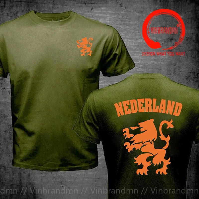 Nederland Netherlands Orange Dutch Lion Soccer 100_ Cotton Geek Family Top Tee New Men Summer Tops Casuals T Shirts Hip Hop Tops