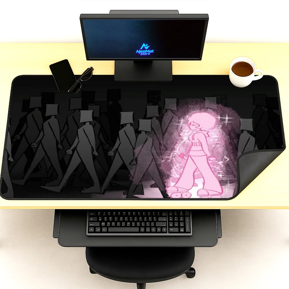Neon Pink Desk Mat Anime Extra Large Deskmat 140x60 Mousemat Kawaii Girl Roller Gaming Disco Computer Accessories