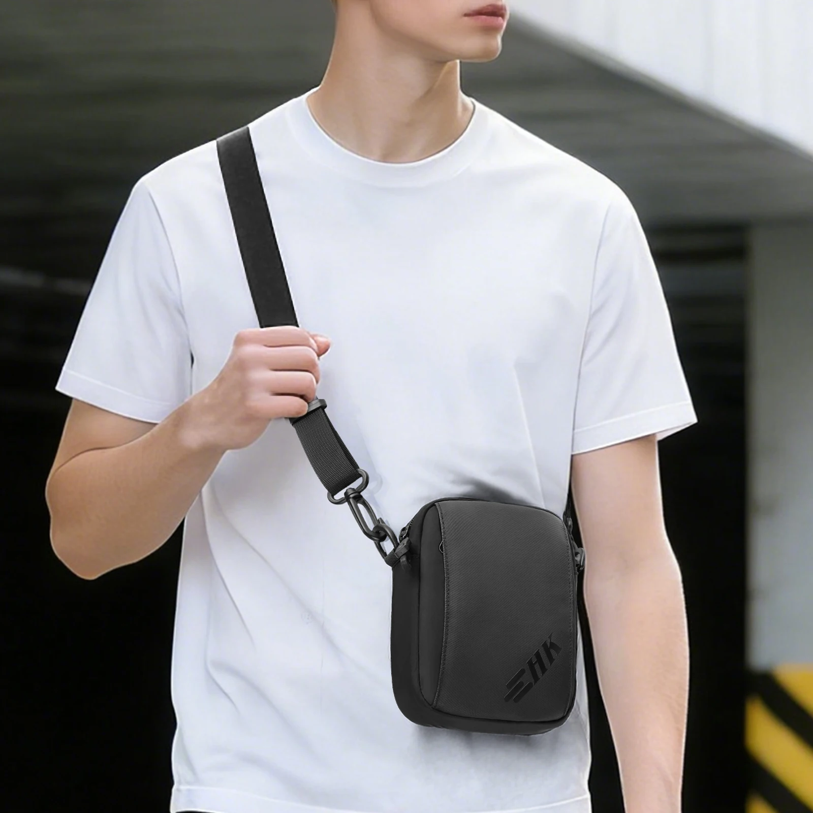 Obrázek 4: HK ležérní crossbody brašna pánské bedra brašna malý závěs komora brašna vodotěsný náprsní taška telefon pouch cestovní denně messenge brašna pro muži