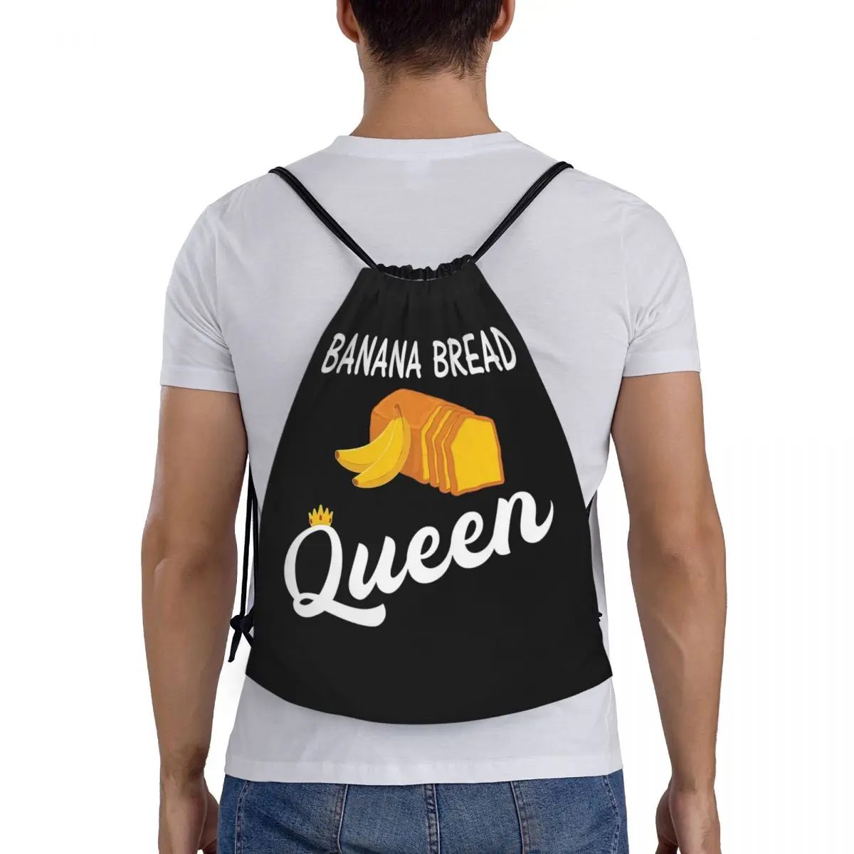 

Baking Banana Bread Queen Backpacks Fashion Portable Drawstring Bundle Pocket Sports Bag Book Bags For Man Woman Students
