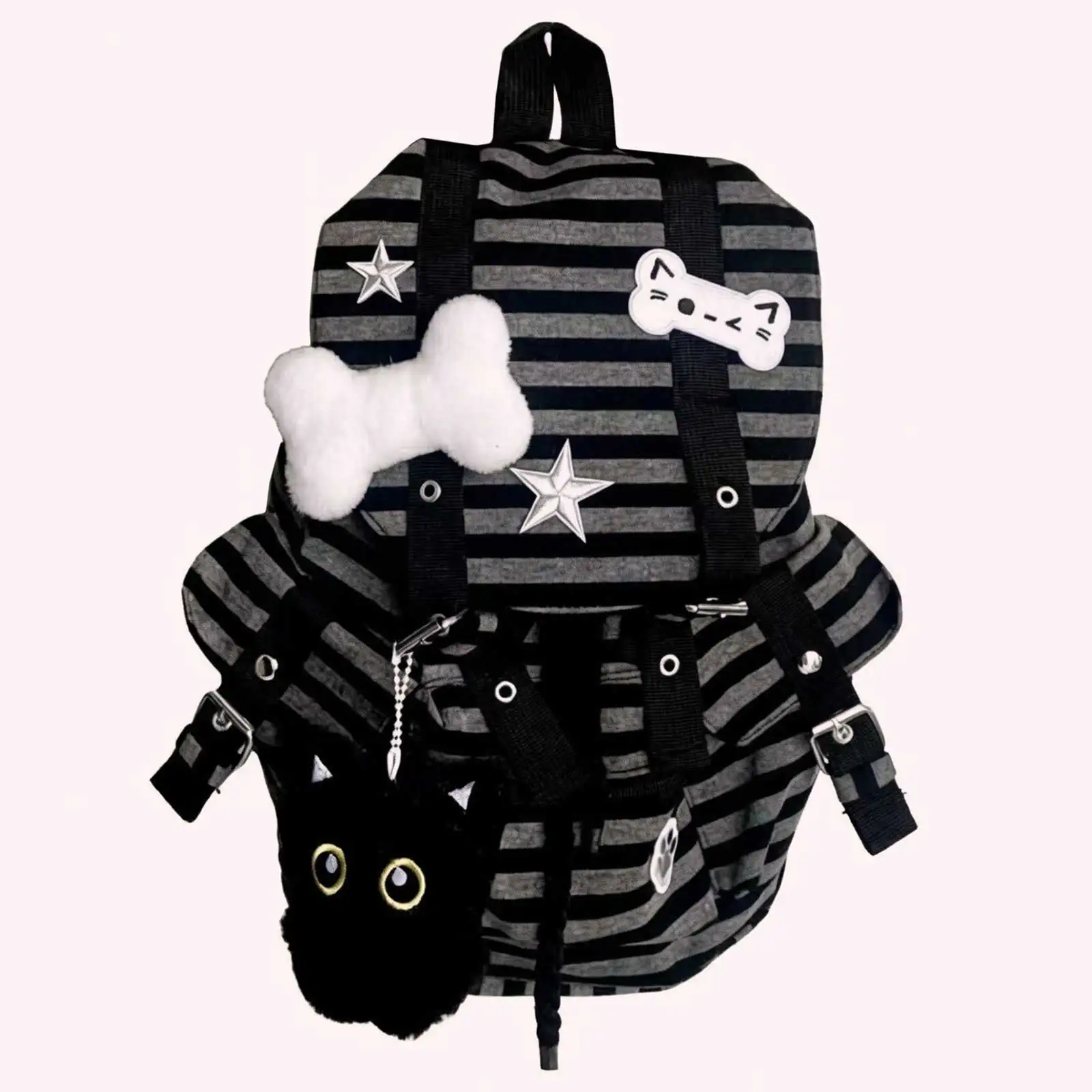 Vintage Striped Backpack Large Capacity Versatile Bag Multi-Pocket Casual Stripe Travel Bag Travel Vacation Backpacks