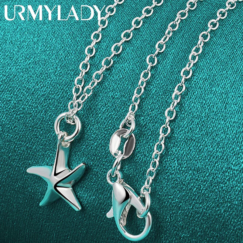 

URMYLADY 925 Sterling Silver Star 16/18/20/22/24/26/28/30 Inch Pendant Necklace For Women Jewelry Wedding Fashion Charm Gift