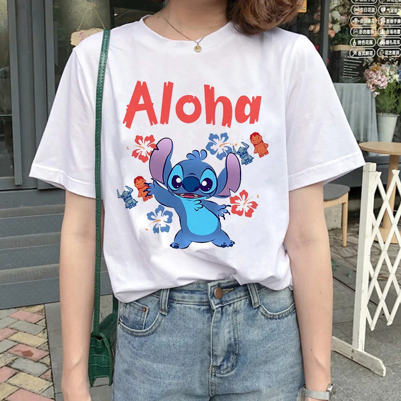 Harajuku Shirt Disney Lilo Stitch Cartoon T Shirt Stitch Cute Manga T-shirt Y2k Graphic Tshirt Top Tee Clothes