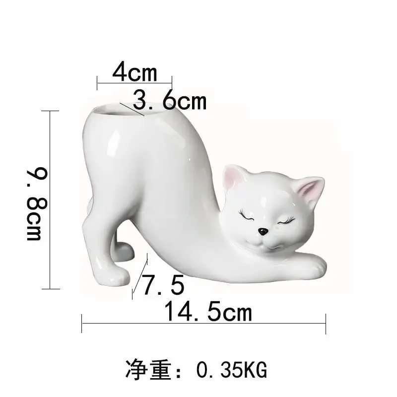 고양이 모양 화분 세라믹 만화 귀여운 고양이 실내 발코니 식물, 원숭이 꼬리 선인장 꽃 도구