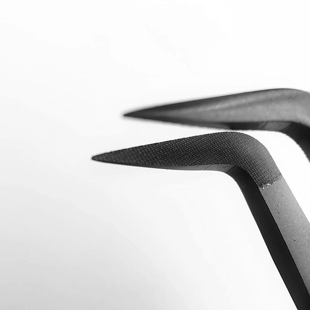 Pinzas para pestañas postizas con punta de fibra para extensiones de pestañas, pinzas negras, punta cerrada perfecta para pestañas