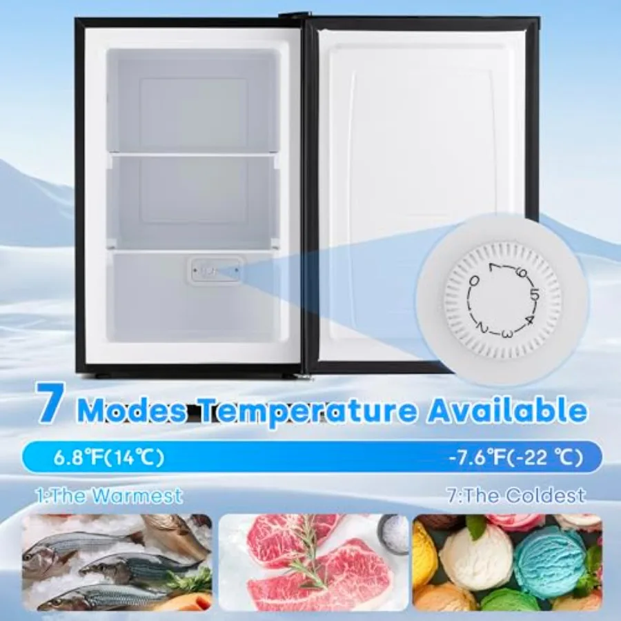 فريزر عميق مدمج 3.0 قدم مكعب مع 7 إعدادات لدرجة الحرارة قابلة للتعديل لتخزين الطعام الفعال وتشغيل هادئ وحامل حر صغير #4