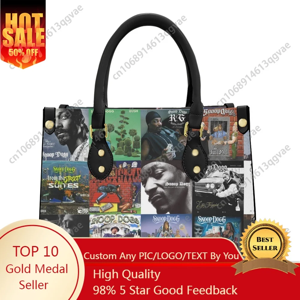 

Snoop Dogg USA Rapper Tote Bag Purse Womens Mens Personalized Text Image PU Leather Handbag Business Shopping Gift Bags