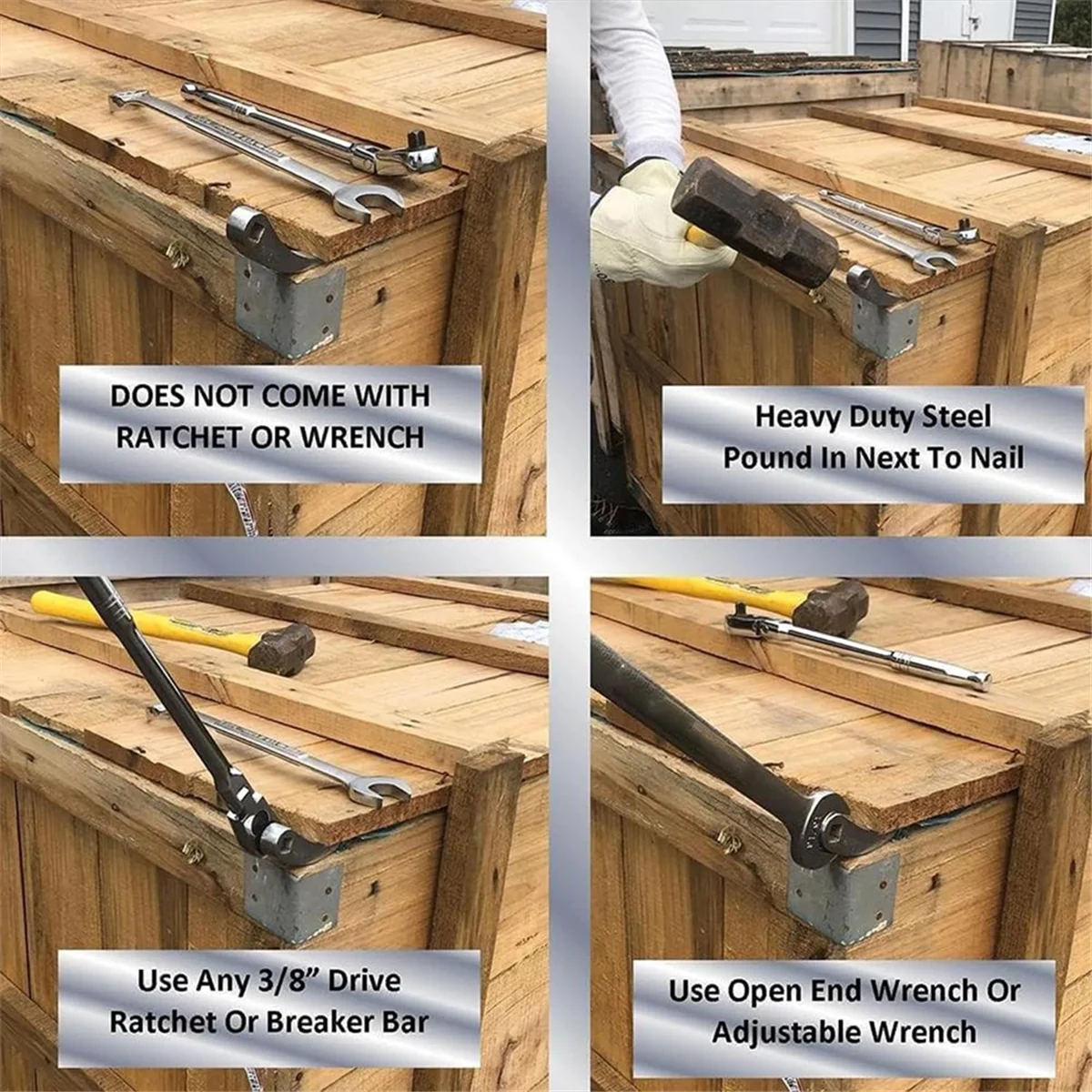 BHBL Crowbar Adapter HeadTools, Adjustable Crowbar Adapter Head, Ratcheting Indexing Ultra Compact Pry Bar Wrecking Bar