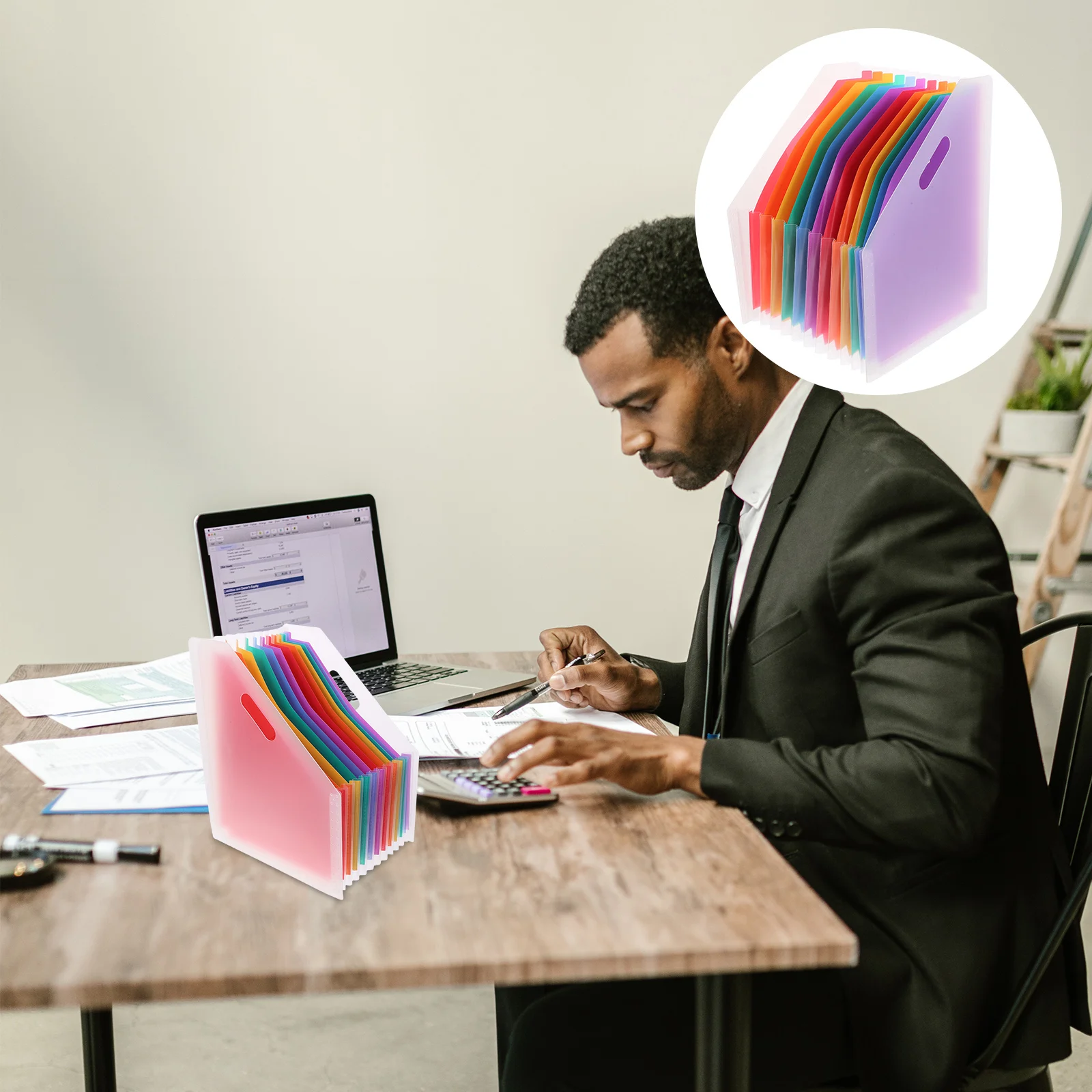 Vertical Accordion File Organizer Large Capacity Expandable Multilayer Document Storage Folder Colorful Office File Bag