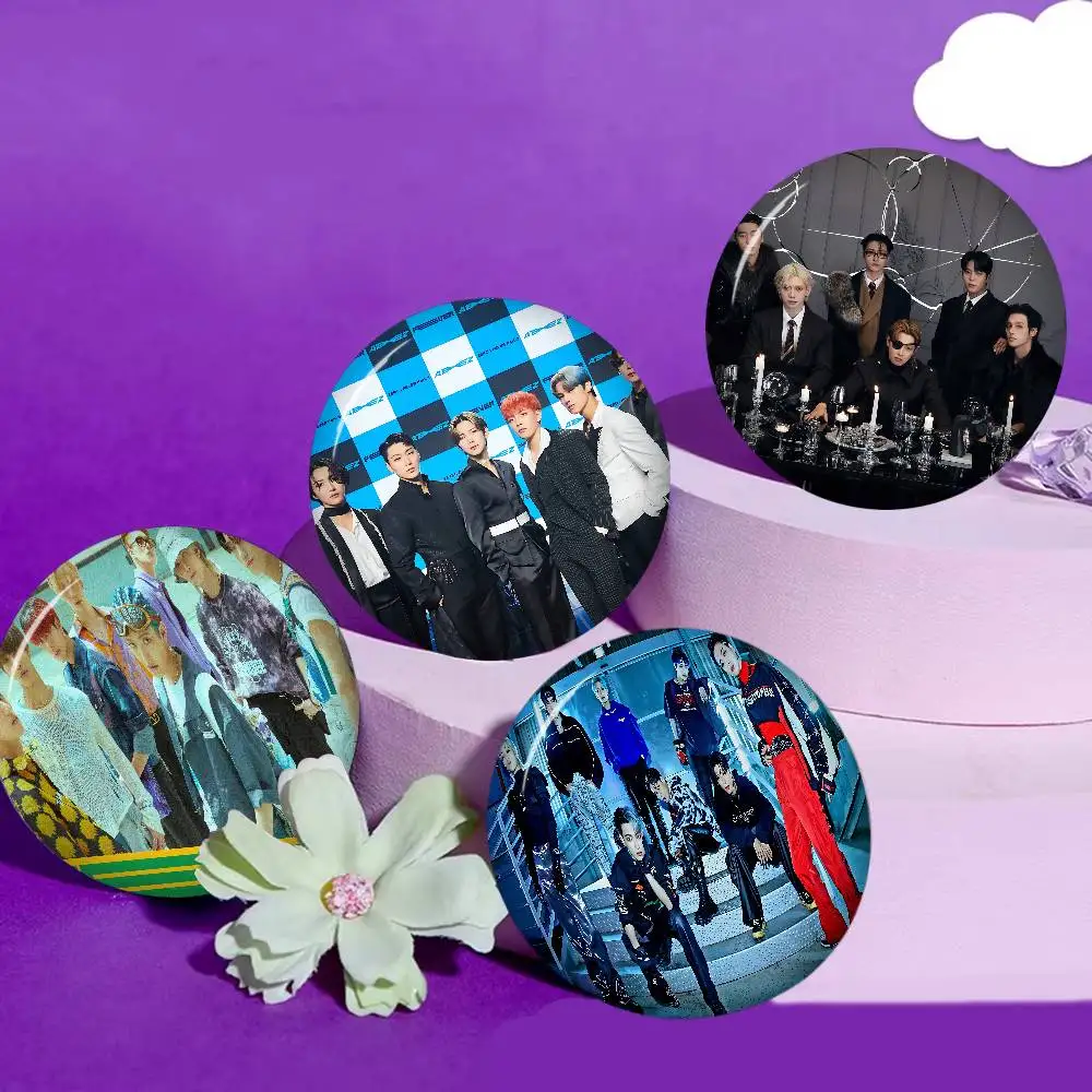 KPOP Hot A-ateez Creative Pins Funny Round Snap-in Brooch Badge Backpack Hat Accessories Jewelry Gifts for Friend