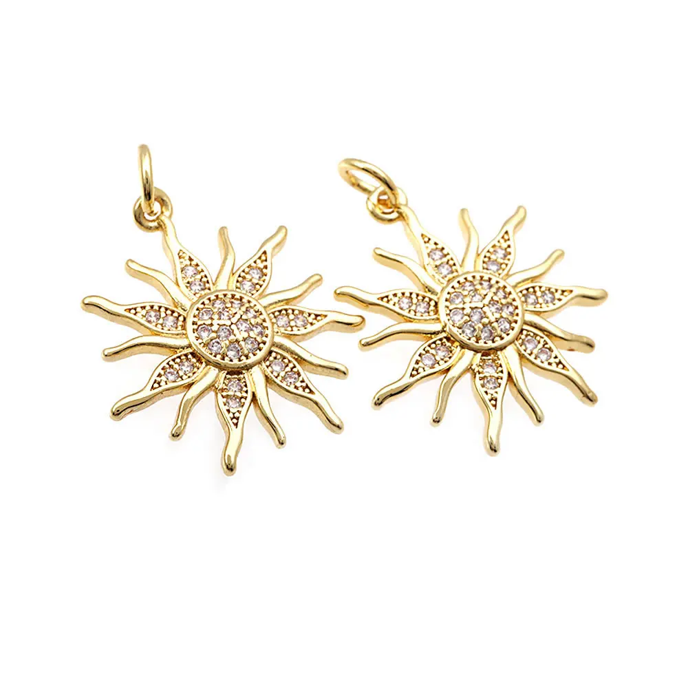 18K Gold Color Brass Zircon Sun Charms Pendants High Quality Necklace Earrings Diy Jewelry Accessories Rosediy official-website