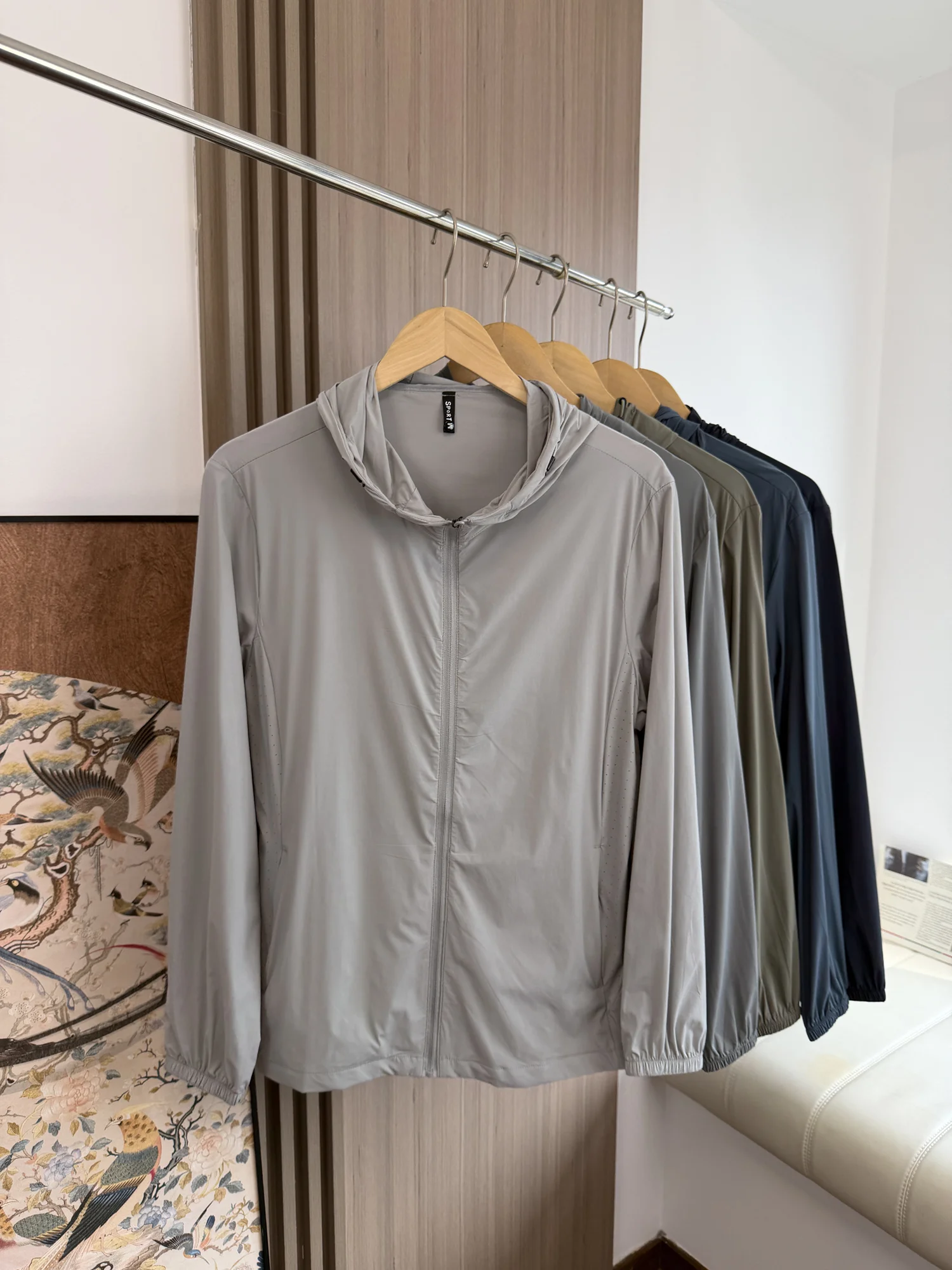 

Men's Skin Shirt Jacket Underarm Laser Drilling Quick Dry Sun Protection Technology Spring Summer Loose Fit Long Sleeve Zipper