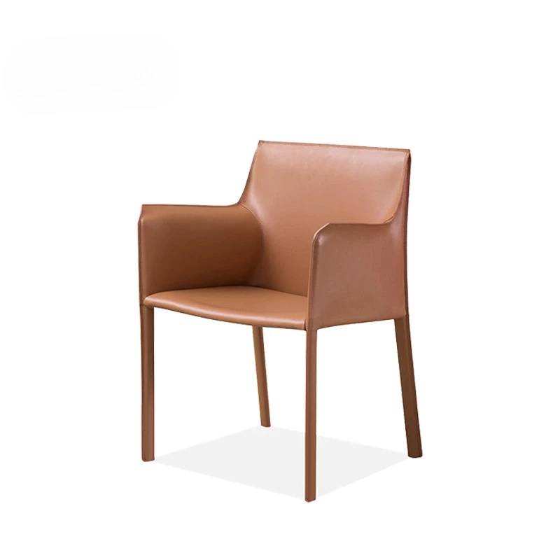 Saddle chair Light luxury dining chair Leather hard leather coffee Fashion restaurant Hotel meeting chair Nordic simplicity