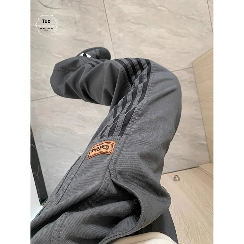 

Мужские повседневные брюки в стиле ретро с американским пэчворком и полосками, весенние, модные, брендовые, прямого кроя, струящиеся, спортивные, модель Revenge God Pants