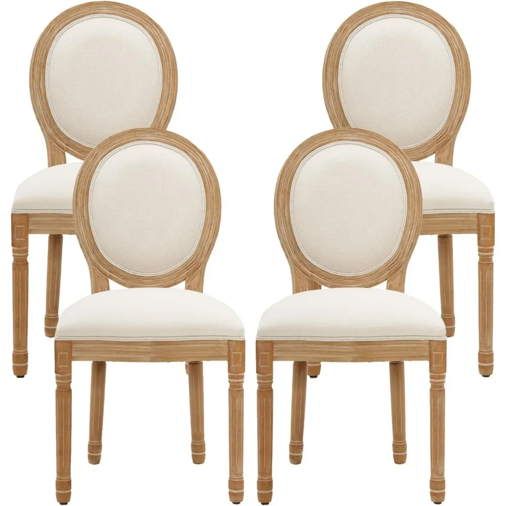 

Dining Chairs Set of 4, Upholstered Dining Room Chairs with Round Back Farmhouse Kitchen Chairs for Living Room, Kitchen