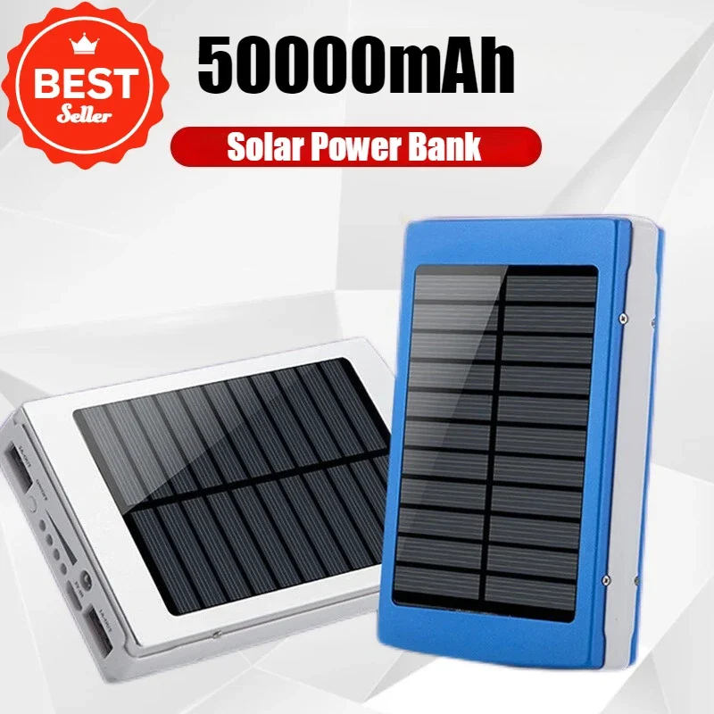 

New Waterproof Portable Solar Power Bank 50000mA Camping Lamp External Battery Charger Cases for iphone Series Samsung Xiaomi