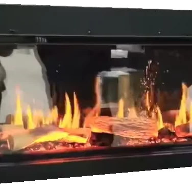 Holographic Fireplace Burning Wood Sound Picture Household Hotel English Custom Size Metal Electronic Heating Insert 1.8m LCD