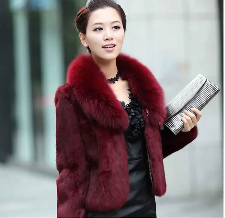 Faux Fur Coat Women Winter Coat with Fur Collar Women's Fashion Jacket Short Style Warm Outwear Abrigos Jaqueta Feminina Inverno