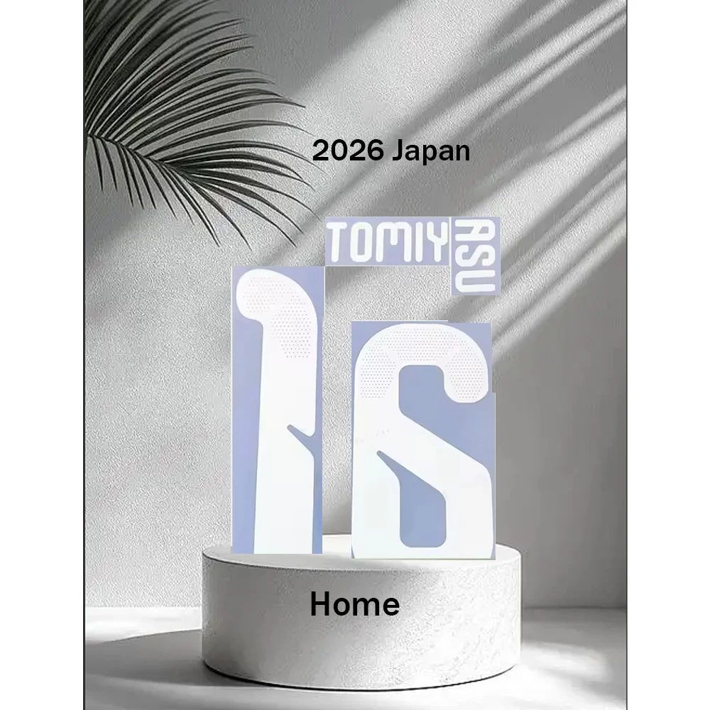 Набор именных нашивок для формы сборной Японии 2026: МИТОМА, ТОМИЯСУ (белый, 16 штук), японские имена и номера, термоклеевые, высшее качество AAAA, для Кубка 26/27