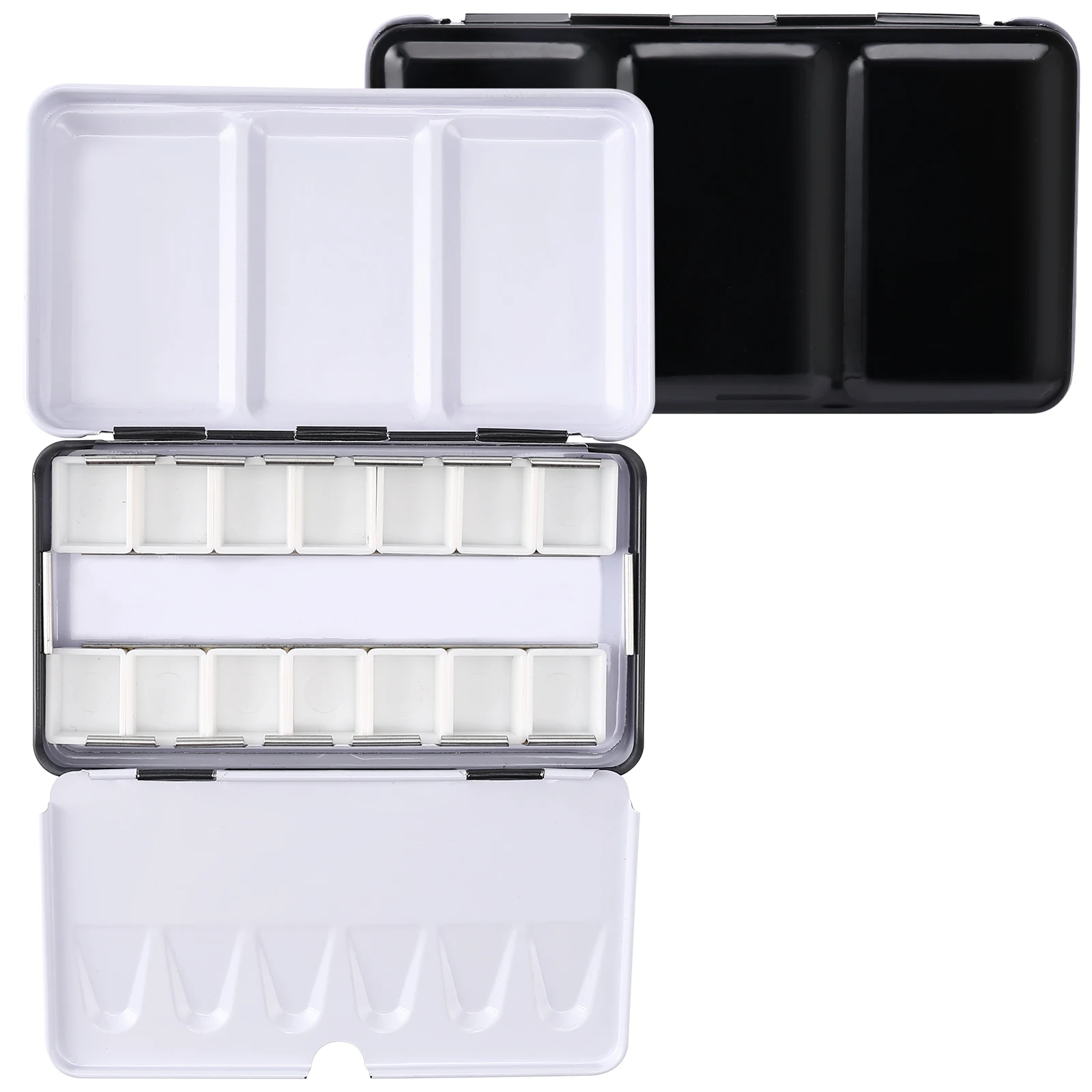 Imagem -01 - Paleta de Lata de Aquarela Estojo de Pintura Vazio de Metal Viagem Faça Você Mesmo Meia Panelas 14 Pcs paleta de lata de aquarela estojo de pintura vazio de metal viagem faca voce mesmo meia panelas 14 pcs 01