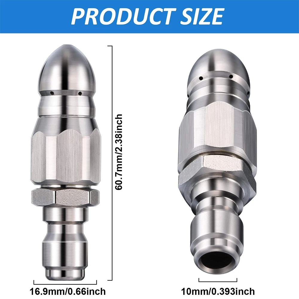 Lavadora de Pressão Aço Inoxidável, Water Jet, Bico de Alta Pressão, Limpar Esgoto e Esgoto, Quick Plug, Acessórios Tool, 1 \