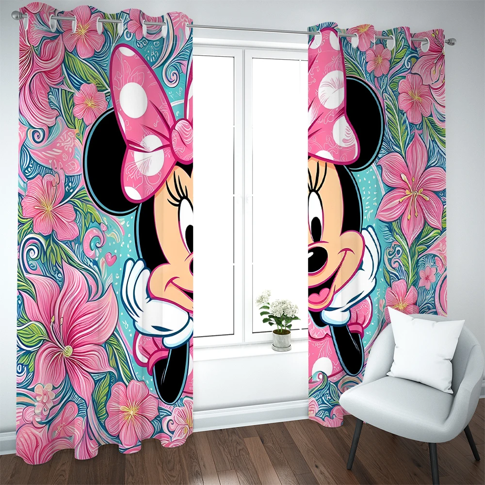 Disney Cartoon Minnie Mouse Sunshade Curtains Children's Room Curtains Boys Girls Bedroom Living room decorative curtains