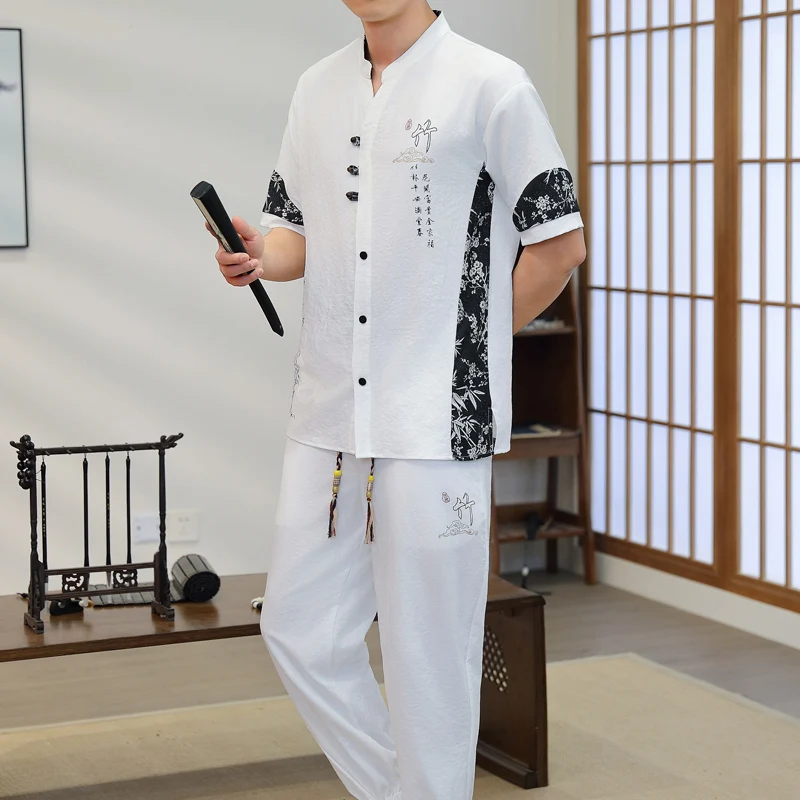 Short Sleeves+Trousers 2026 New Summer Men'S Fashion Loose shirts men Large Size High Quality Trendy Comfortable Casual Set view 3