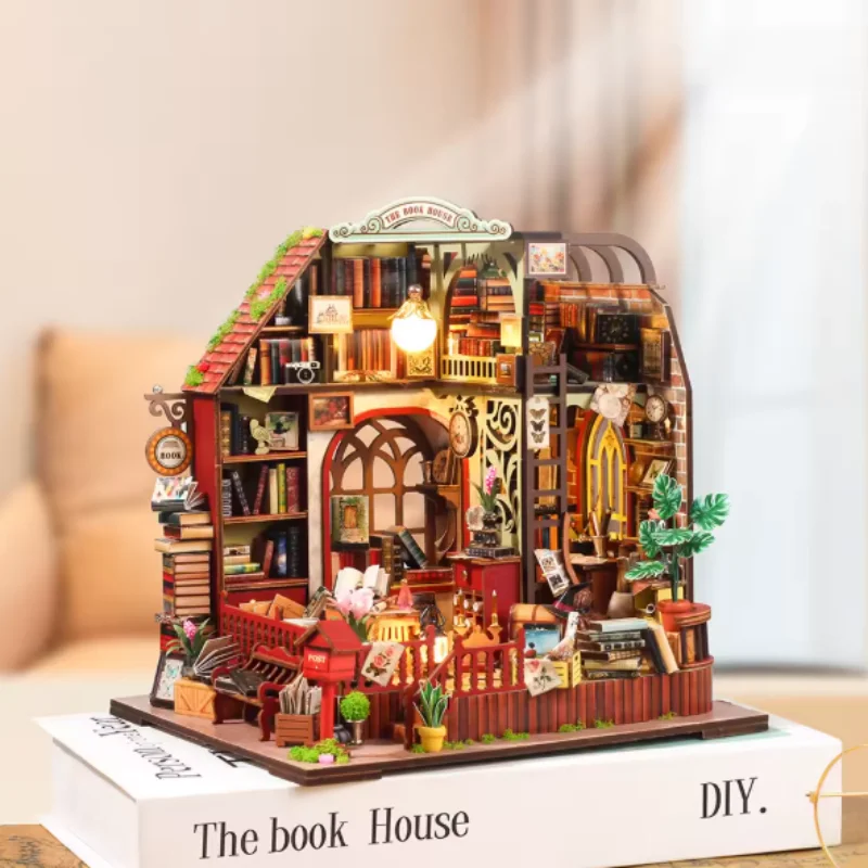 مجموعة أدوات الهندسة المعمارية لتخفيف التوتر من OUZEY، زاوية كتاب خشبية ثلاثية الأبعاد DIY، مشروع بناء مريح للمراهقين #6