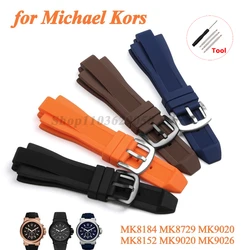 Soft Silicone Watchband 13X29mm for Michaol Kors MK8184 MK8729 MK9020 MK8152 MK9020 Men Sport Diving Watch Strap Accessories