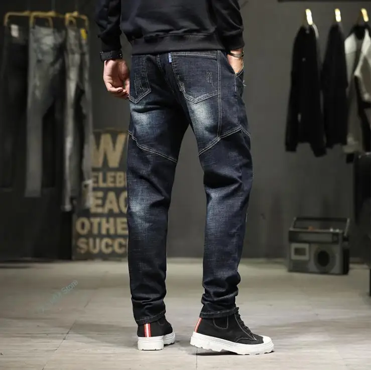 2022 Men's Jeans Loose Hiphop Baggy Denim Pants Leisure Men Clothing Cargo Trousers Patchwork Jean Big Size Mens Bottoms