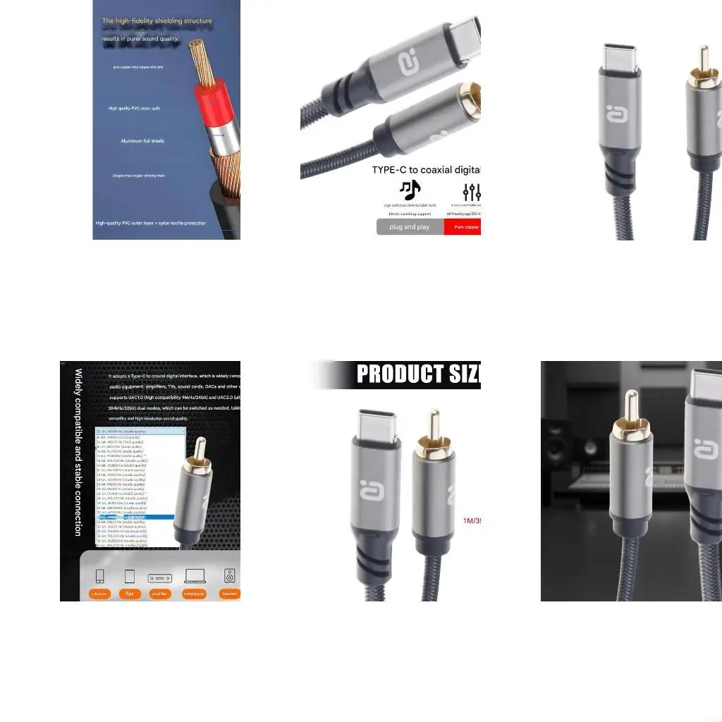 193A Digital Auditory Cable Type C To Digital Coaxial 1Meter For Professional Sound Device UAC2.0 Compatible Cable