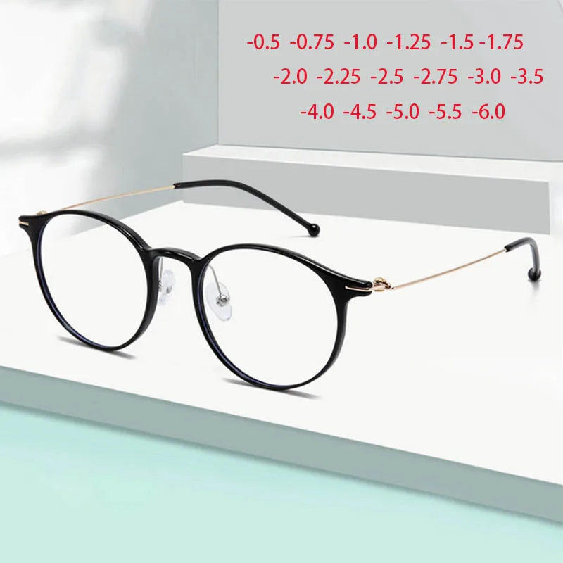 

Thin Legs Frame Round Myopia Glasses for Men Women Prescription Spectacles Myopia -0.5 -0.75 -1.0 -1.5 -2.0 To -6.0