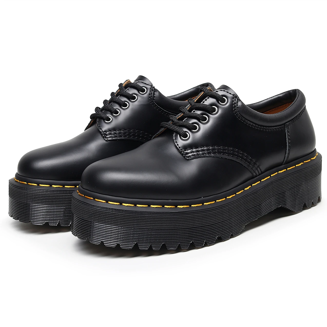 أحذية جلدية، أحذية منصة، أحذية نسائية ذات نعل سميك على الطراز البريطاني برباط أسود من الجلد الطبيعي، جلد صغير على الطراز الأمريكي #6