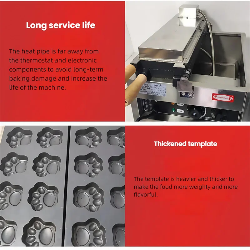 Cat Claw Cake Machine Snack Equipment Waffle Maker Machines Commercial Electric Food Grade Stainless Steel Egg Puff Maker 3000W