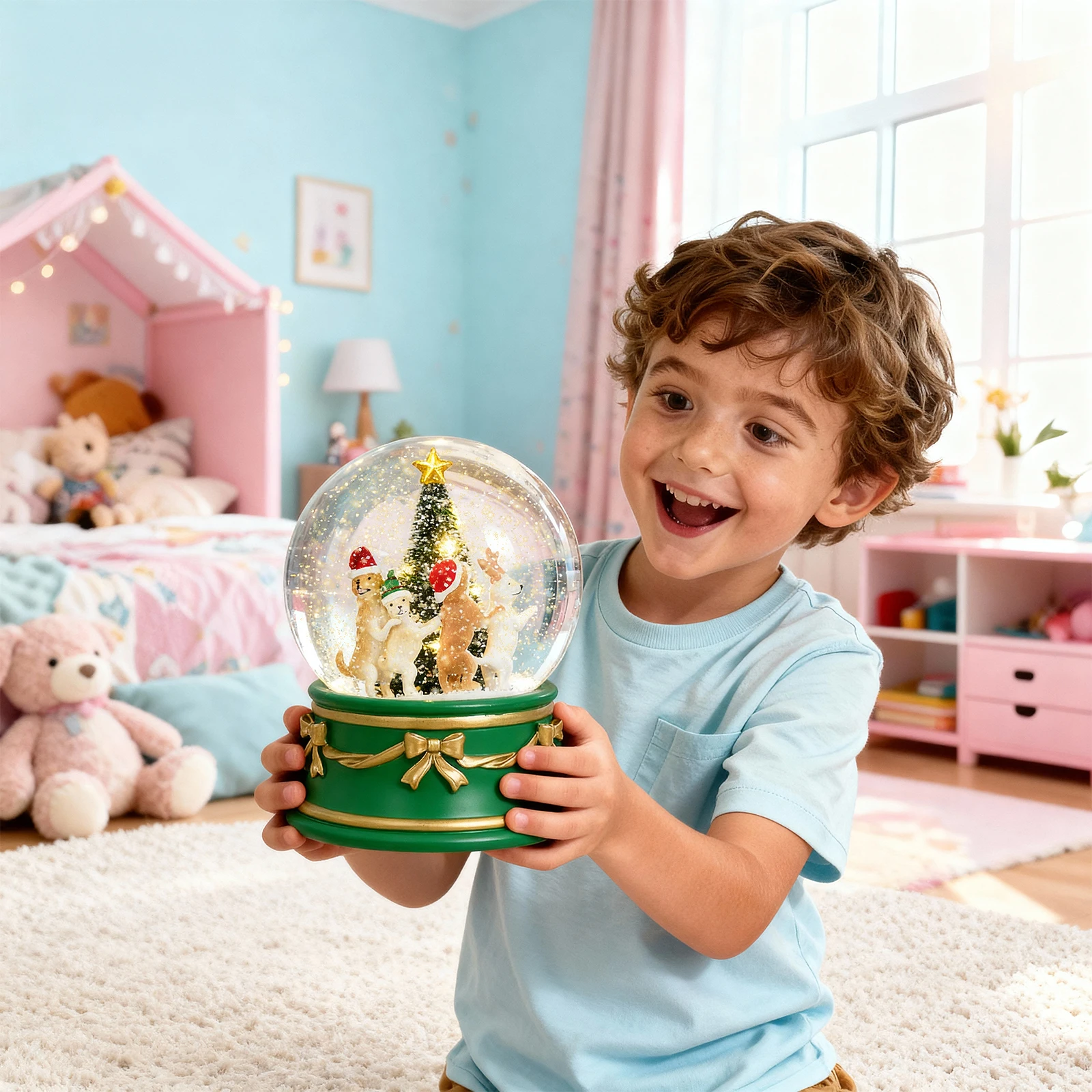 

LED Cartoon Animal Water Globe Sparkling Christmas Snowball Decor & Kids Gift