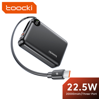 Toocki 20000mAh Powerbank PD 22.5W Fast Charging Display Power Bank With Type C Cable For iPhone 14 15 16 Samsung S23 Xiaomi 12