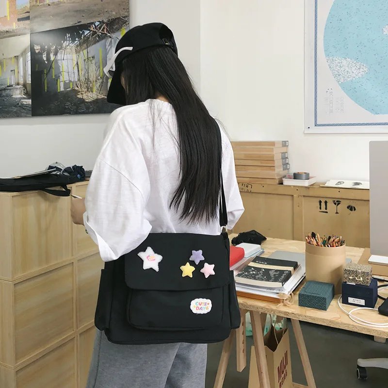 

2025 Amazon Kawaii Japanese Star Shoulder Bag for Girls Cute Soft Girl Aesthetic Large Capacity Purse Versatile Casual Commuter