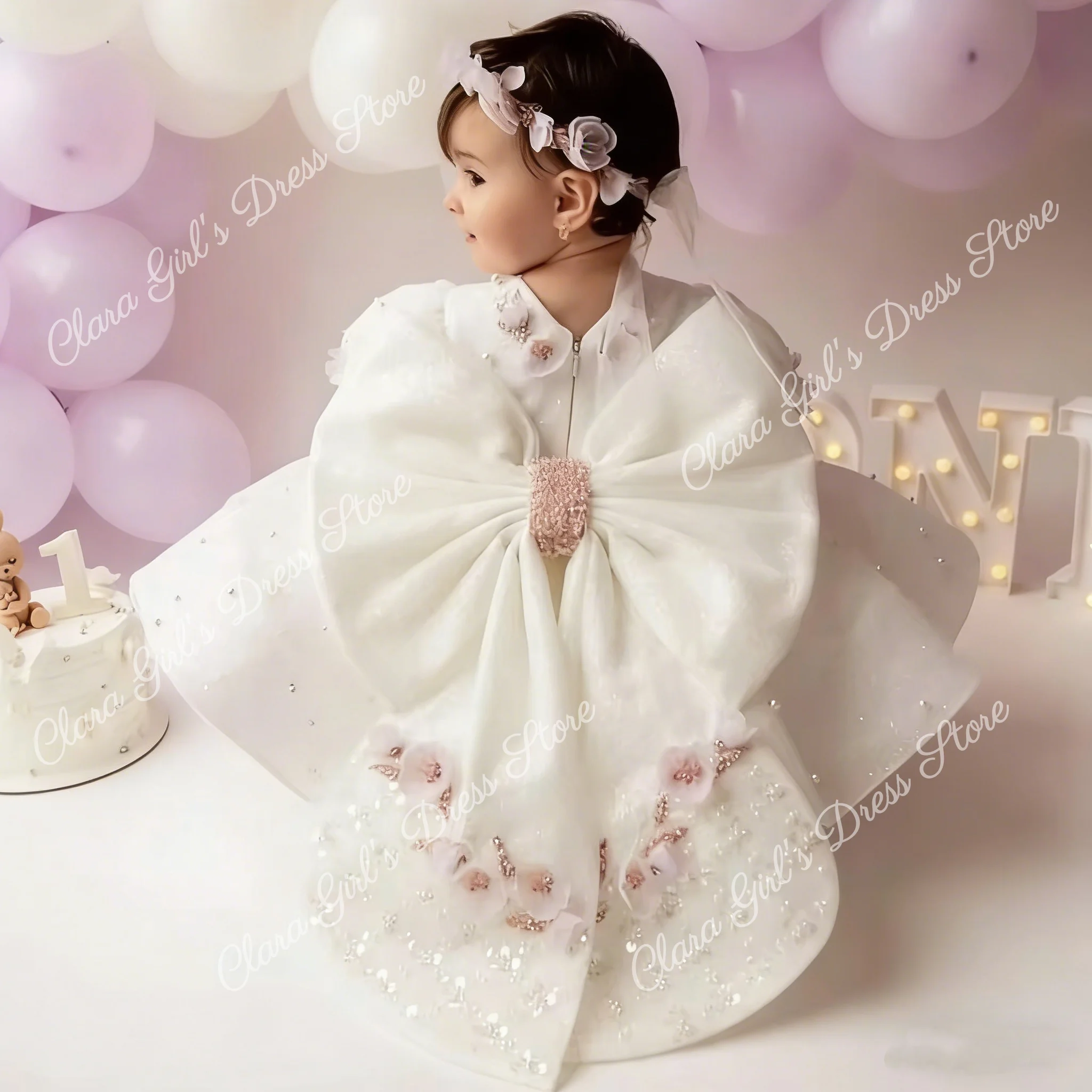 

Милое пышное платье с аппликацией для девочек-цветочниц с большим бантом для свадьбы, первого причастия, дня рождения, праздничный наряд для девочек