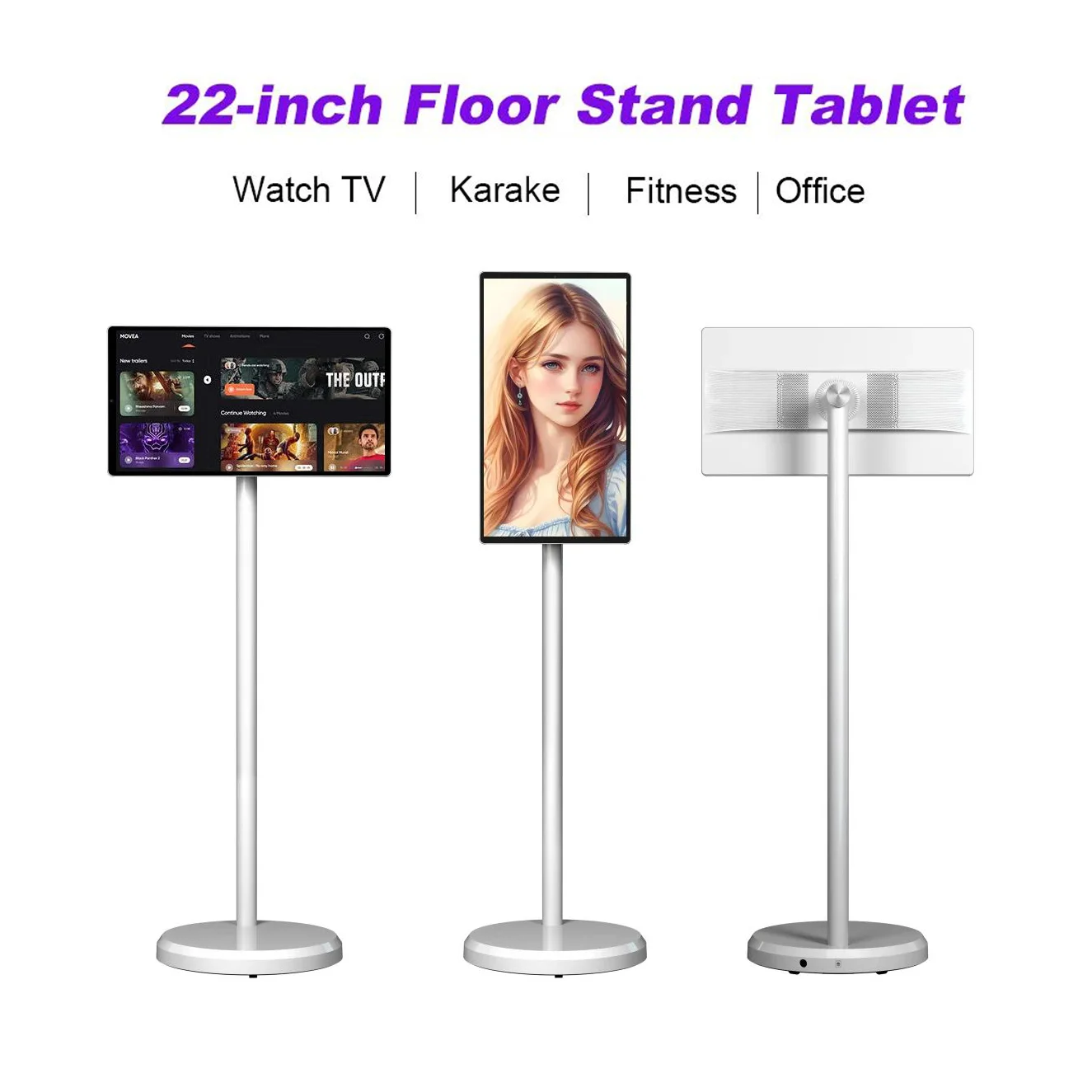 Free Shipping 22 Inch Android Tablet with Floor Stand 8MP AF Camera StandbyMe Touch Screen 1920x1080 TV Pixels with 72WH Battery