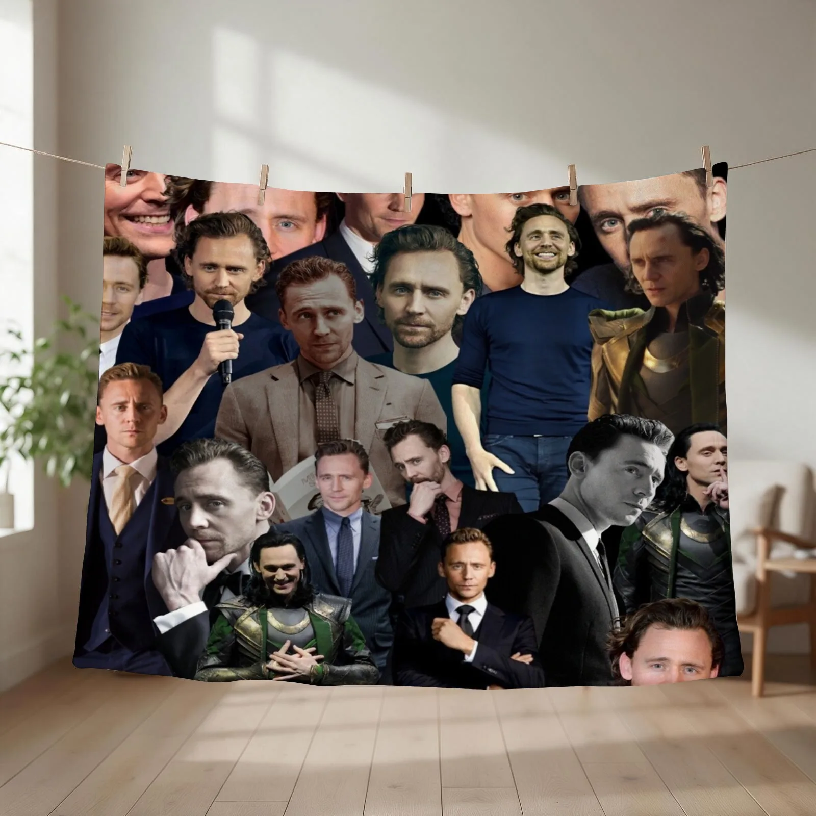 tom hiddleston collage Throw Blanket Soft Beds Heavy Bed Plaid on the sofa Blankets